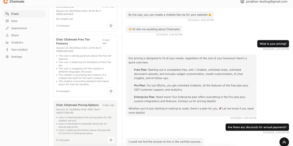 Chatmate.so website screenshot Chatmate.so website screenshot