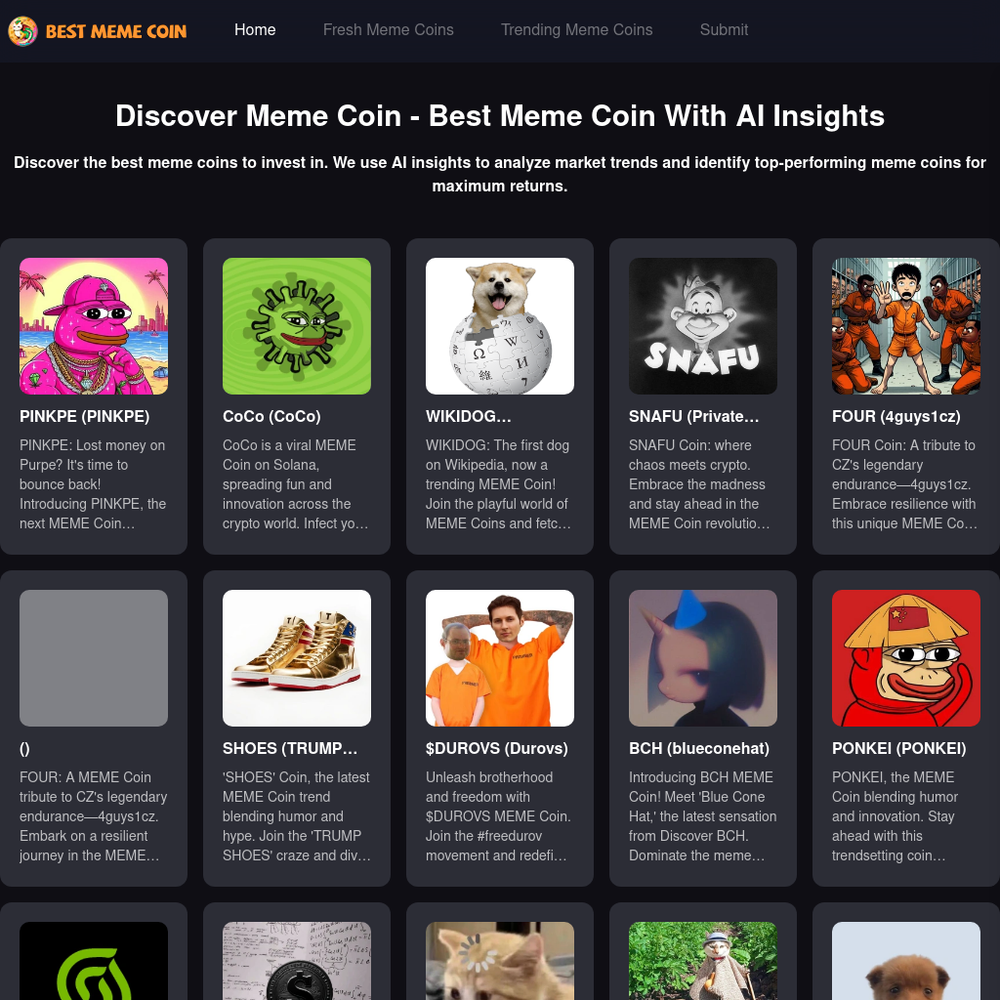 Meme Coin website screenshot Meme Coin website screenshot
