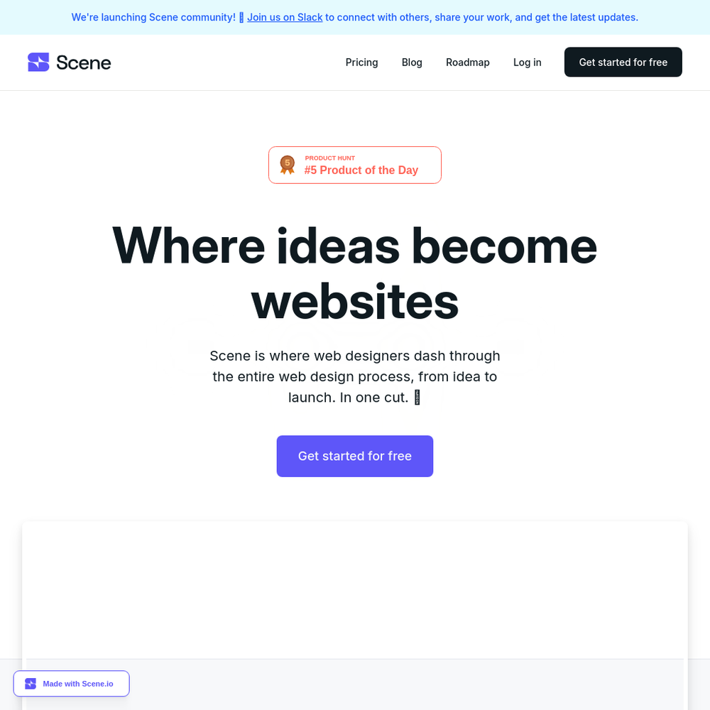 Scene website screenshot Scene website screenshot