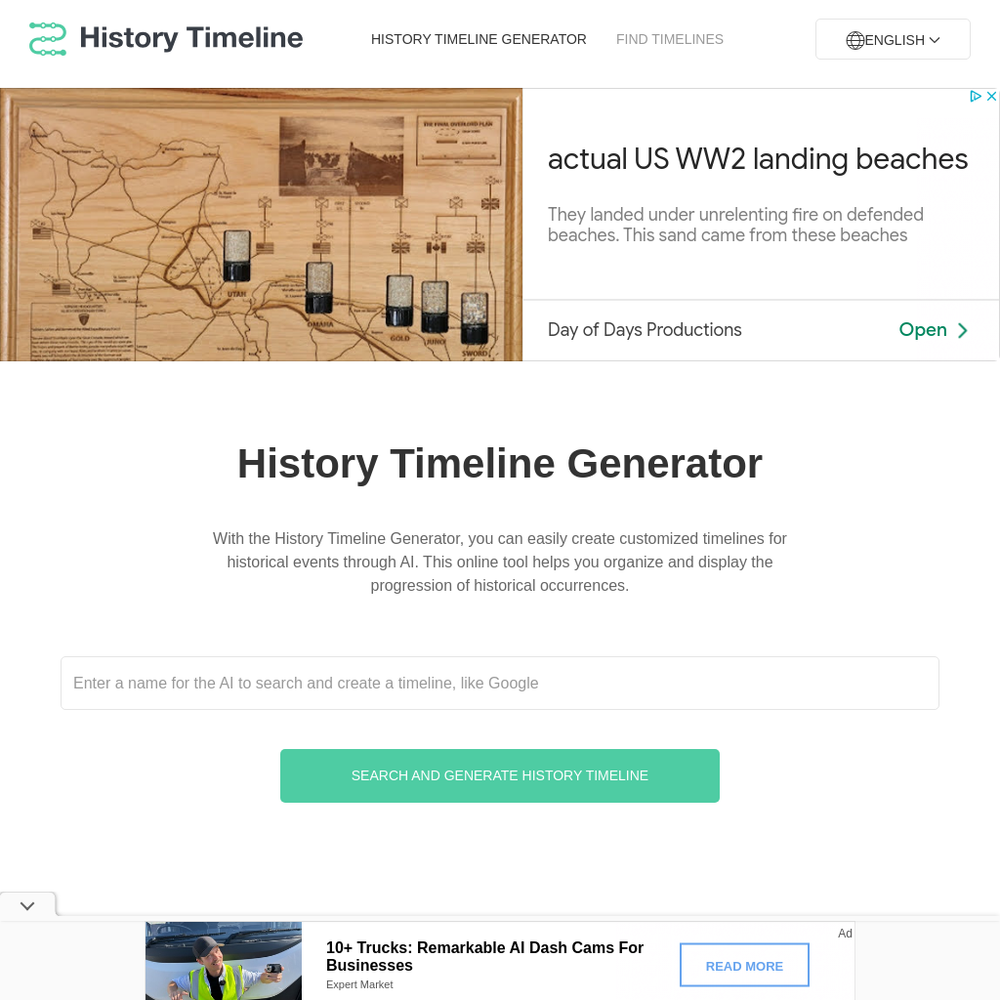 History Timeline website screenshot History Timeline website screenshot