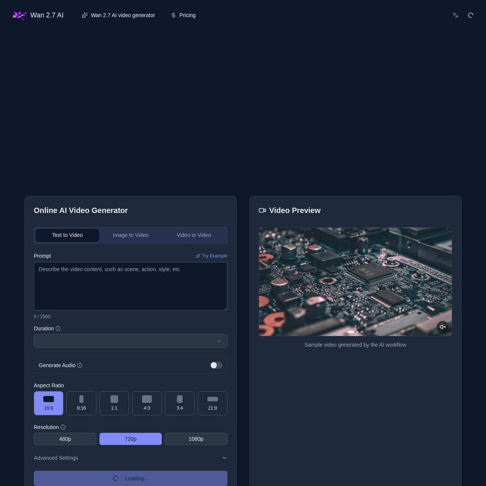 Wan 2.7 AI website screenshot Wan 2.7 AI website screenshot