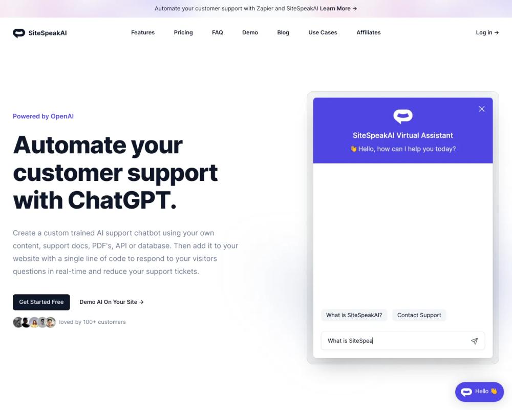 SiteSpeakAI website screenshot SiteSpeakAI website screenshot