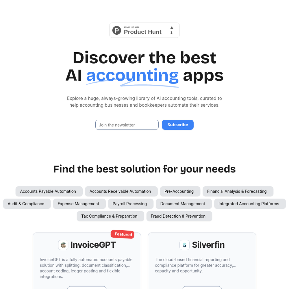 AI Accounting Apps website screenshot AI Accounting Apps website screenshot