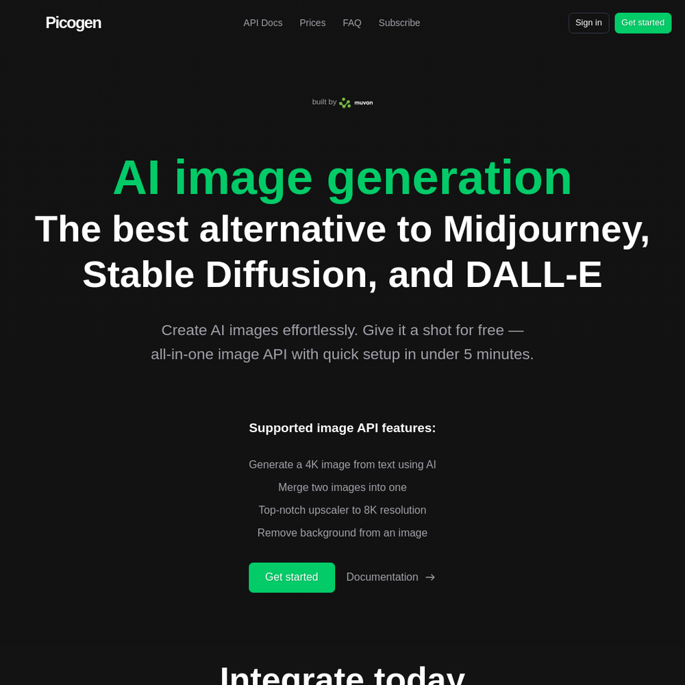 Picogen website screenshot Picogen website screenshot