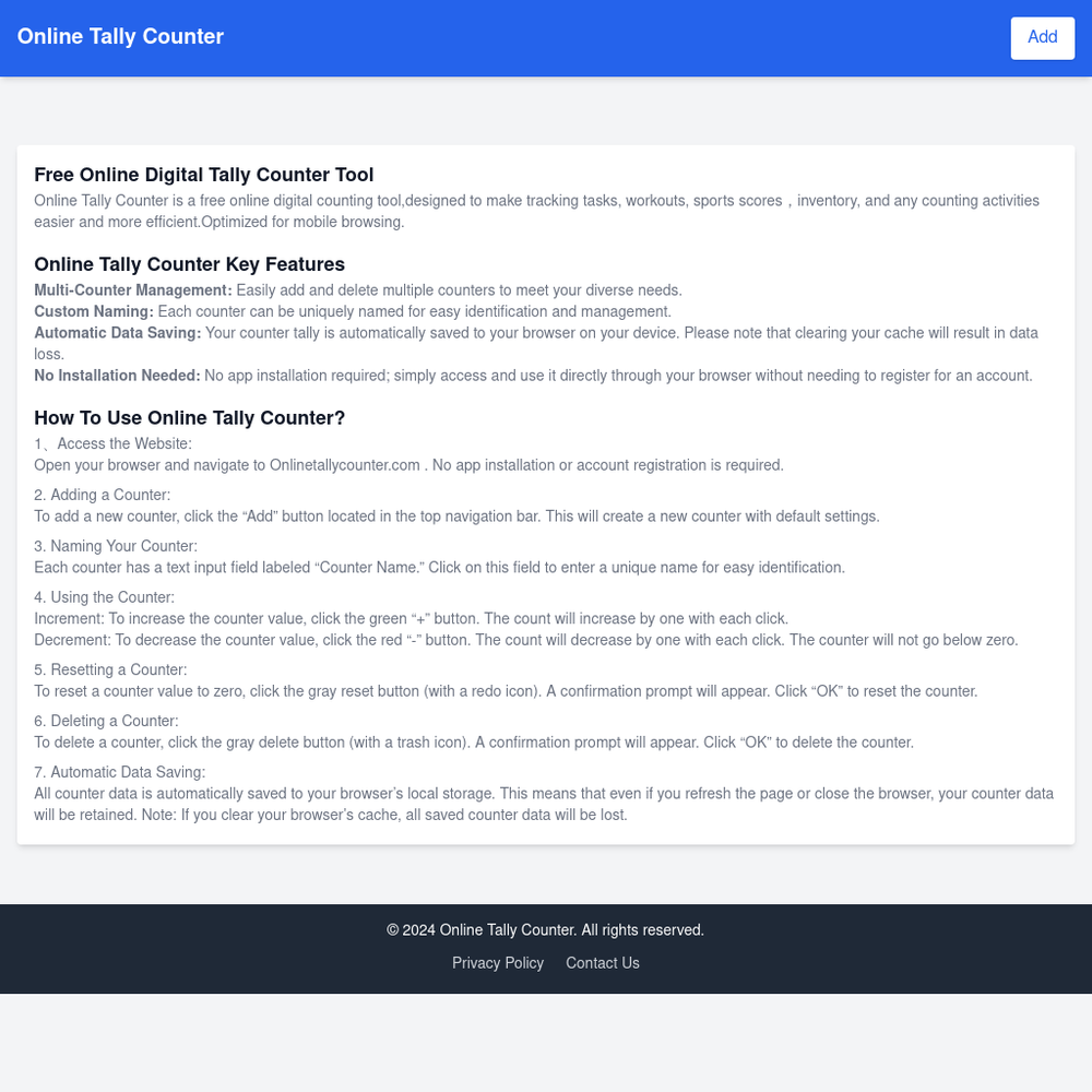 Online Tally Counter website screenshot Online Tally Counter website screenshot