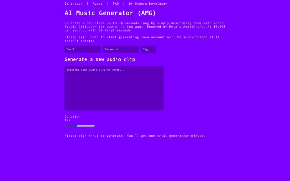 AI Music Generator website screenshot AI Music Generator website screenshot