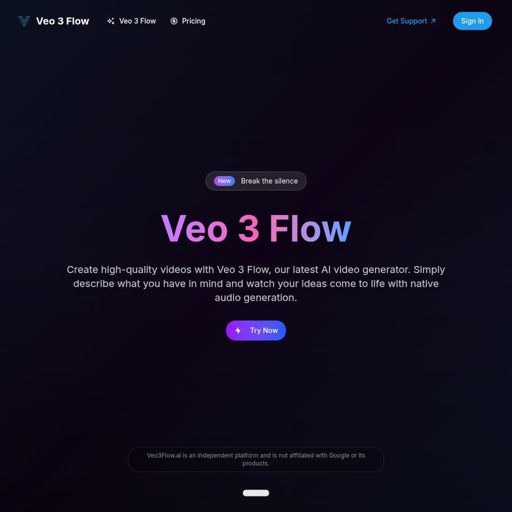 Veo 3 Flow AI website screenshot Veo 3 Flow AI website screenshot