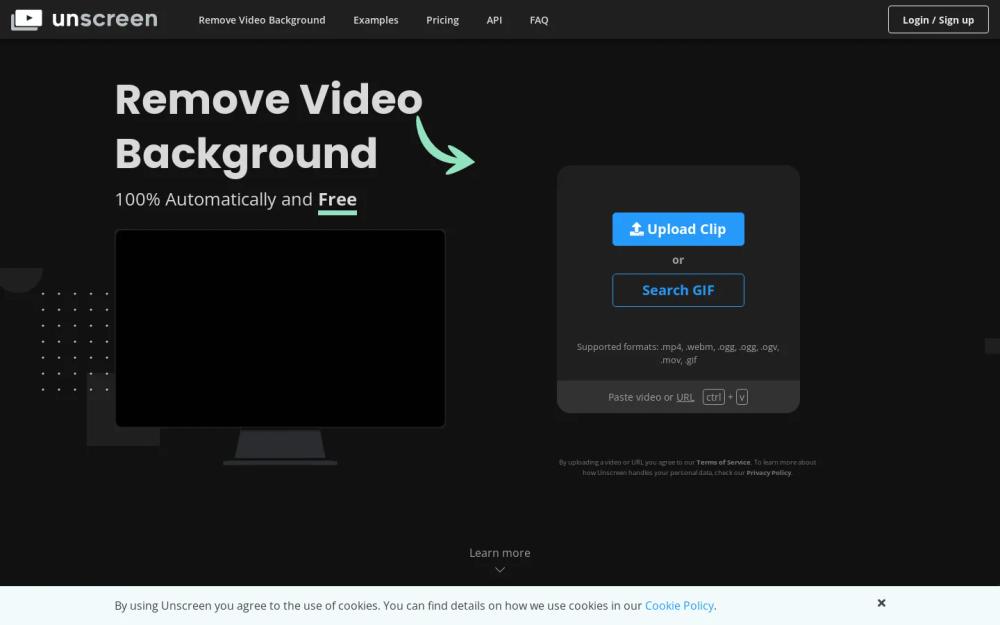Unscreen website screenshot Unscreen website screenshot