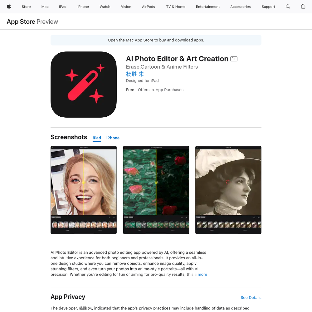 AI Photo Editor website screenshot AI Photo Editor website screenshot