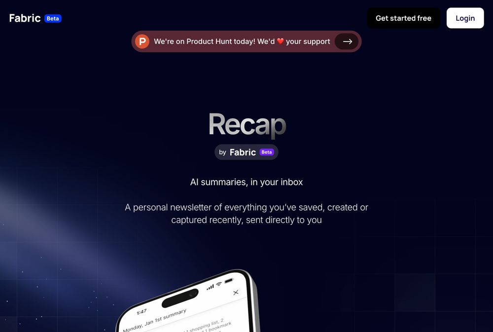 Recap website screenshot Recap website screenshot