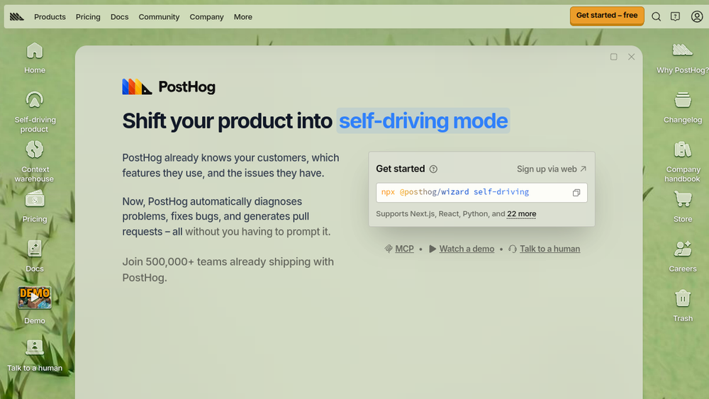 PostHog website screenshot PostHog website screenshot
