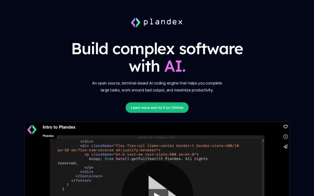 Plandex website screenshot Plandex website screenshot