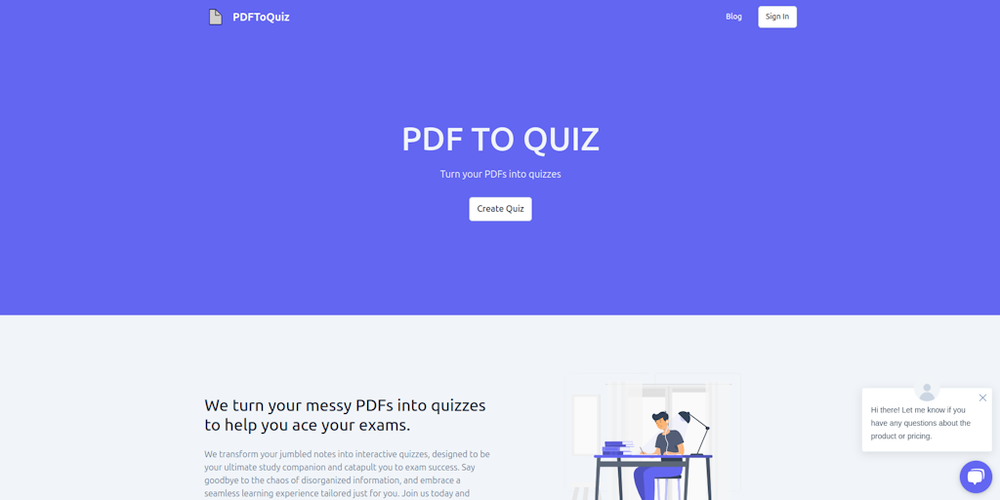 PDFToQuiz website screenshot PDFToQuiz website screenshot