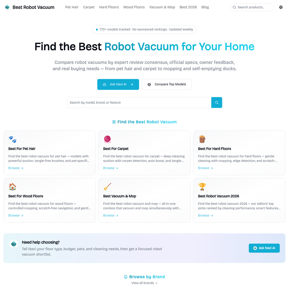 Best Robot Vacuum website screenshot Best Robot Vacuum website screenshot