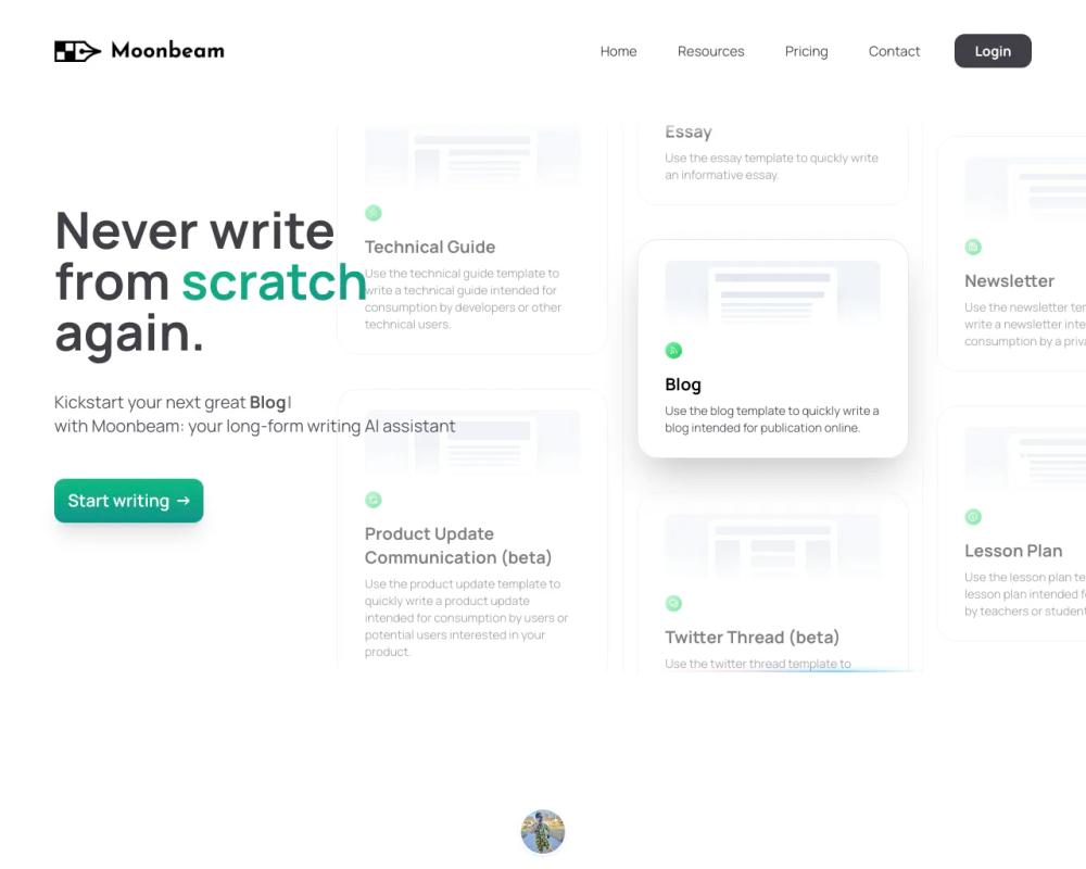 Moonbeam website screenshot Moonbeam website screenshot