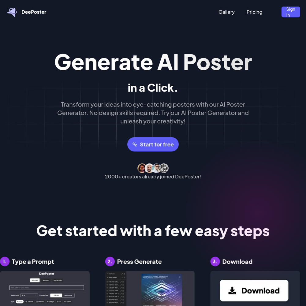 DeePoster website screenshot DeePoster website screenshot