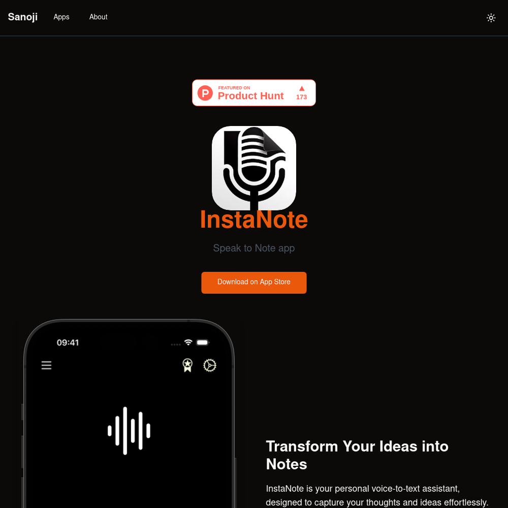 InstaNote website screenshot InstaNote website screenshot