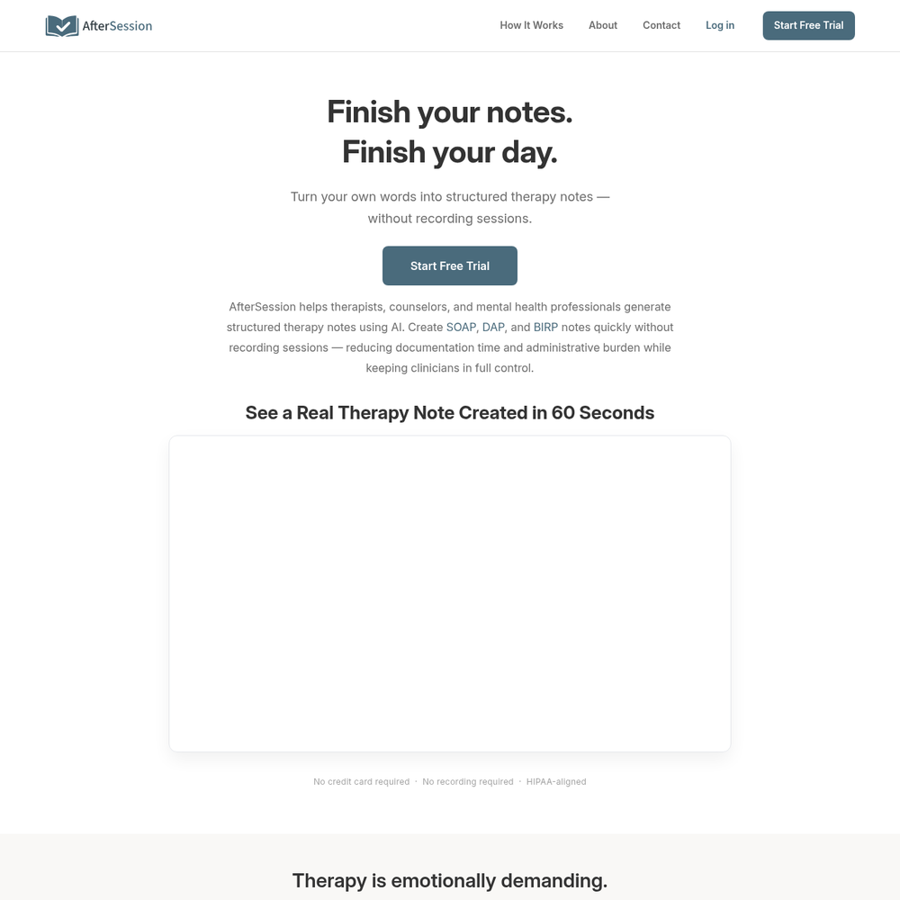 AfterSession website screenshot AfterSession website screenshot