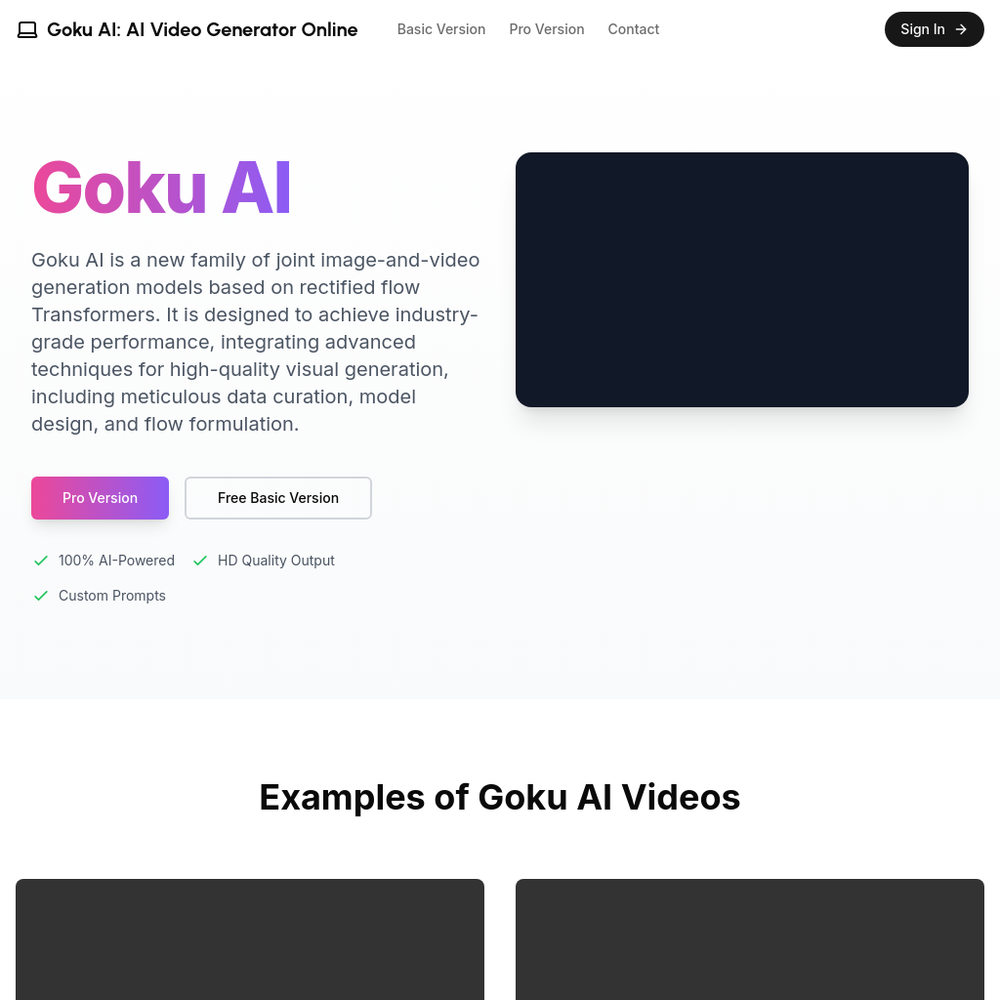 Goku AI website screenshot Goku AI website screenshot