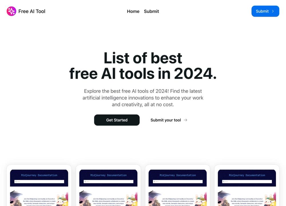 Free AI Tool website screenshot Free AI Tool website screenshot