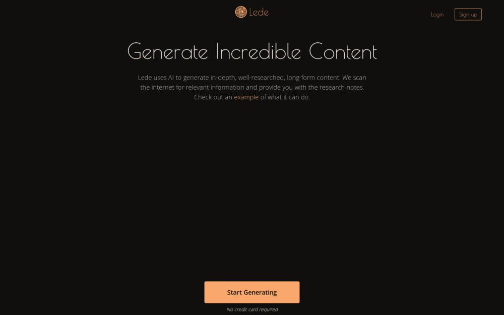 Lede website screenshot Lede website screenshot