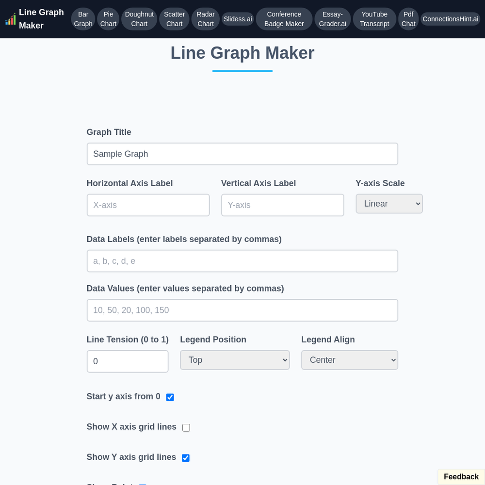 Line Graph Maker website screenshot Line Graph Maker website screenshot