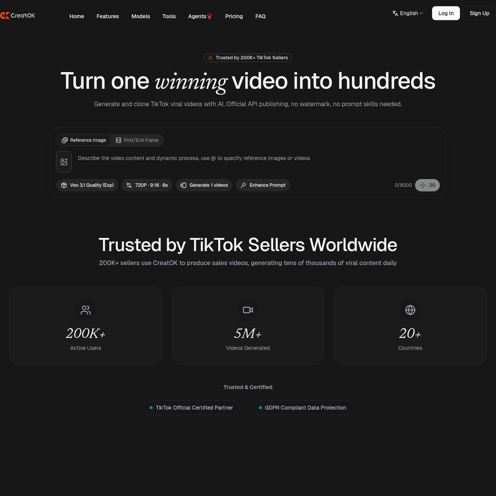 CreatOK AI website screenshot CreatOK AI website screenshot