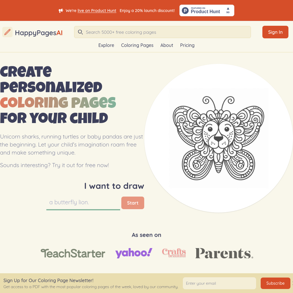 HappyPagesAI website screenshot HappyPagesAI website screenshot