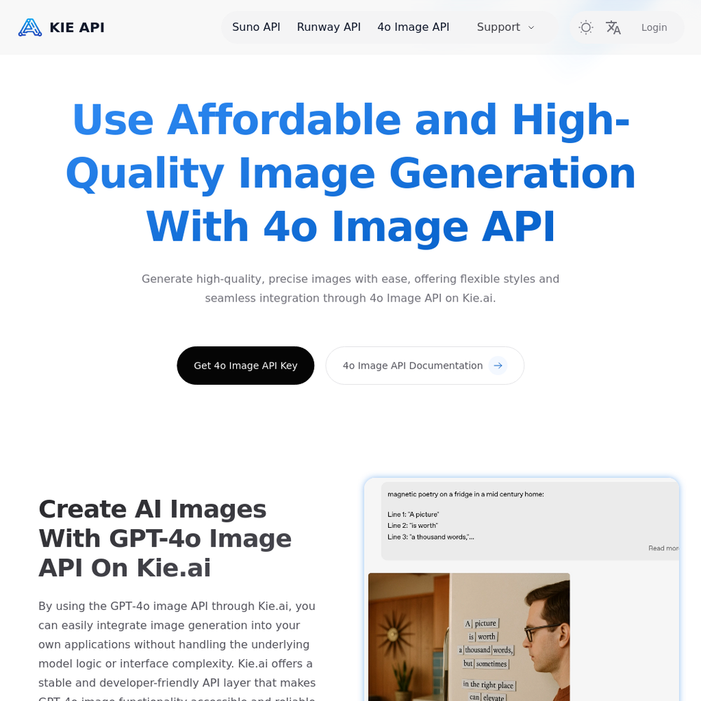 Kie.ai website screenshot Kie.ai website screenshot