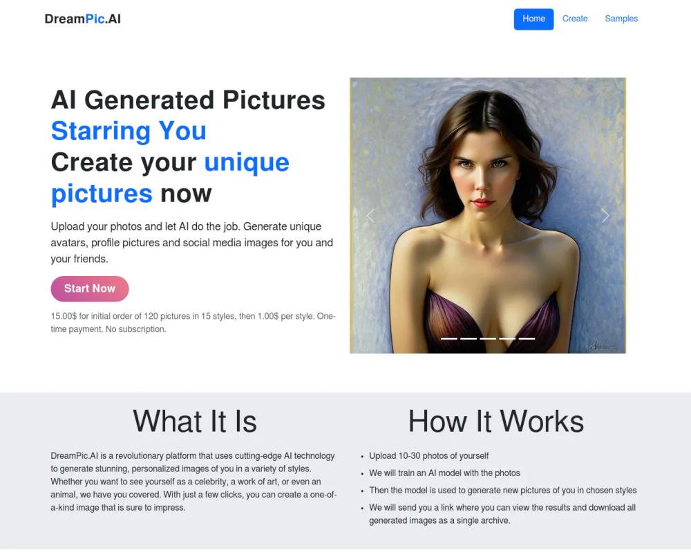 DreamPic website screenshot DreamPic website screenshot