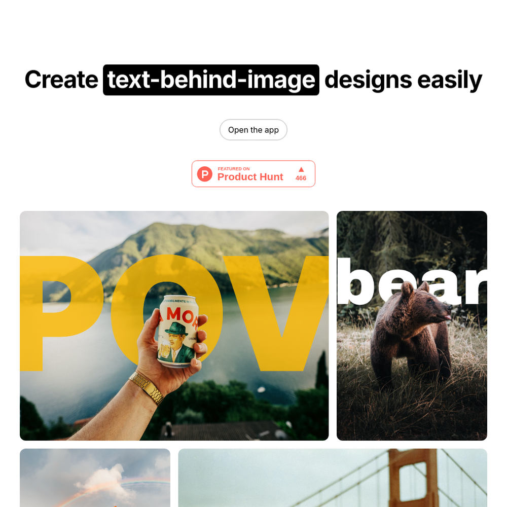 Text Behind Image website screenshot Text Behind Image website screenshot