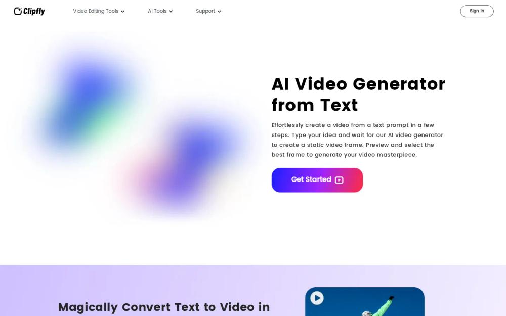 Clipfly AI Video Generator website screenshot Clipfly AI Video Generator website screenshot