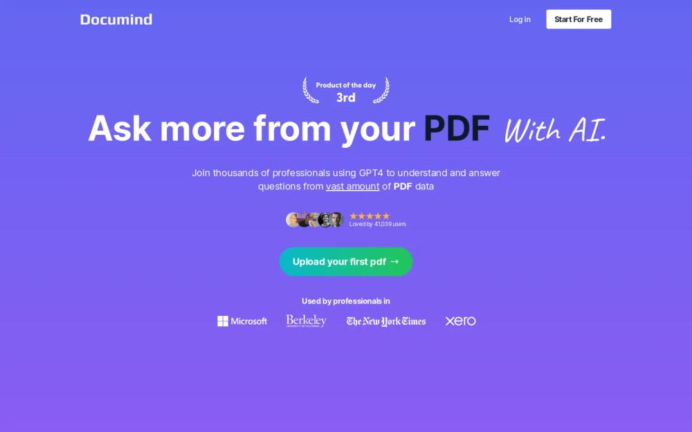 Documind website screenshot Documind website screenshot