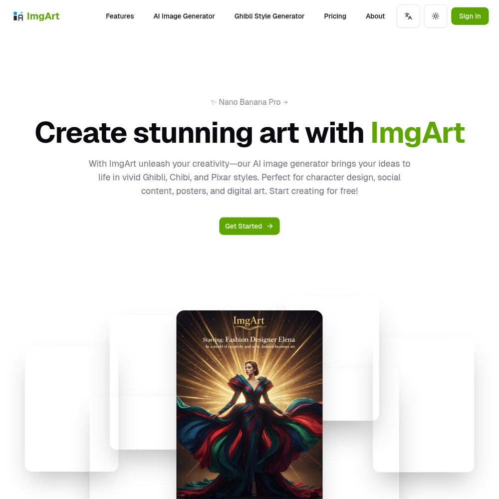 ImgArt AI website screenshot ImgArt AI website screenshot