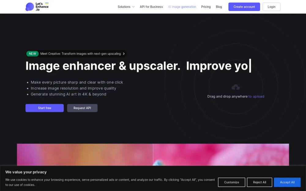 Letsenhance website screenshot Letsenhance website screenshot