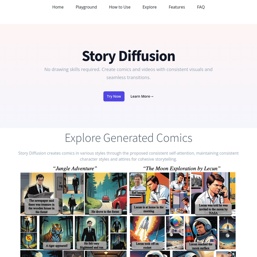 Story Diffusion website screenshot Story Diffusion website screenshot