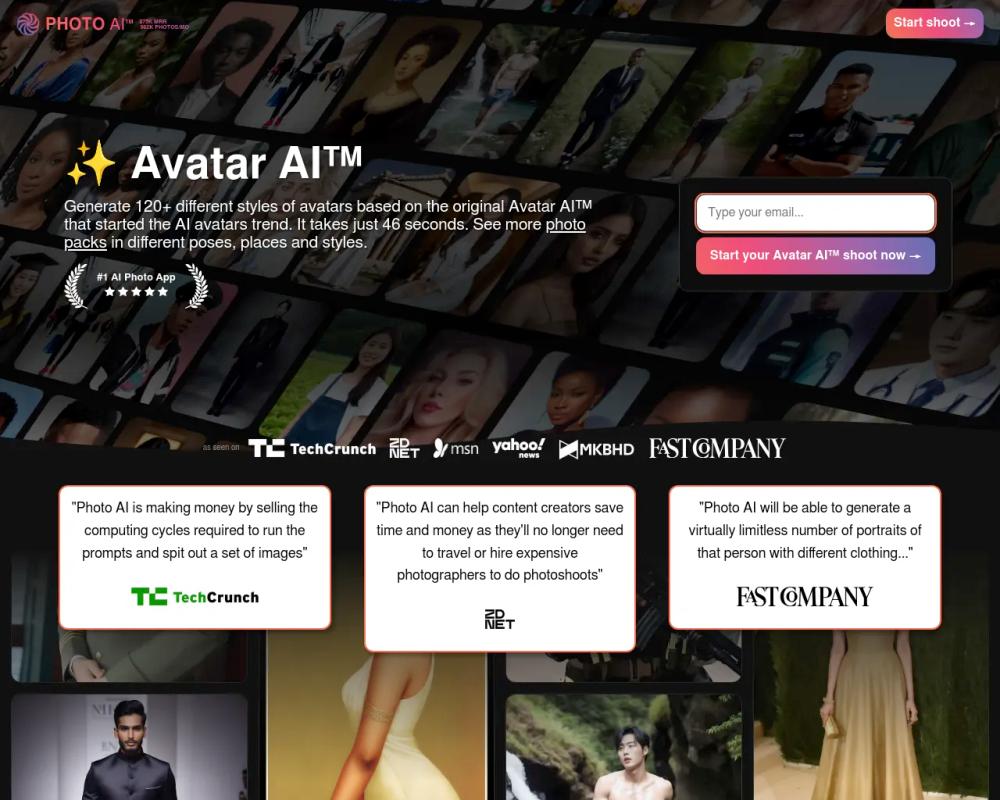 Photo AI website screenshot Photo AI website screenshot