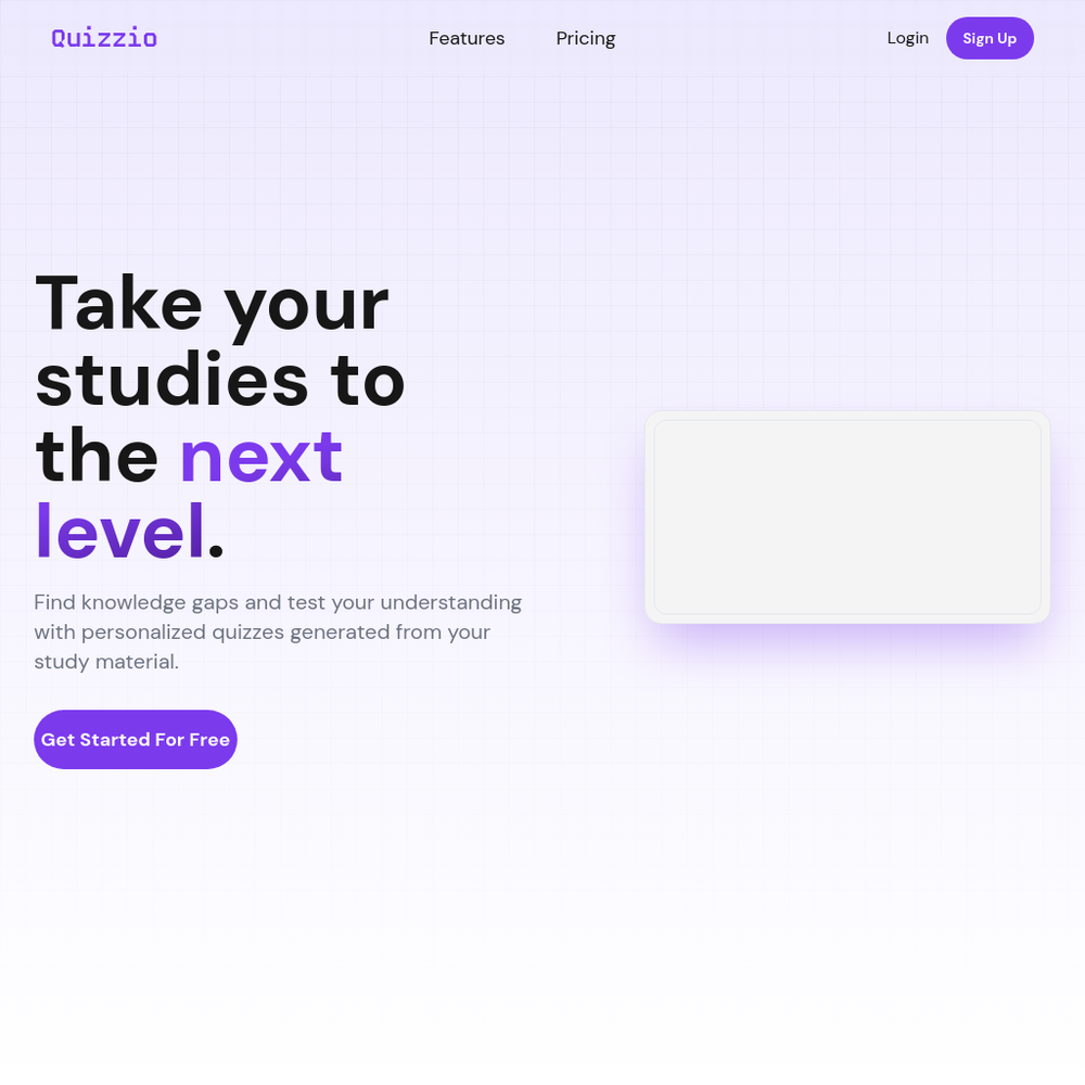Quizzio website screenshot Quizzio website screenshot