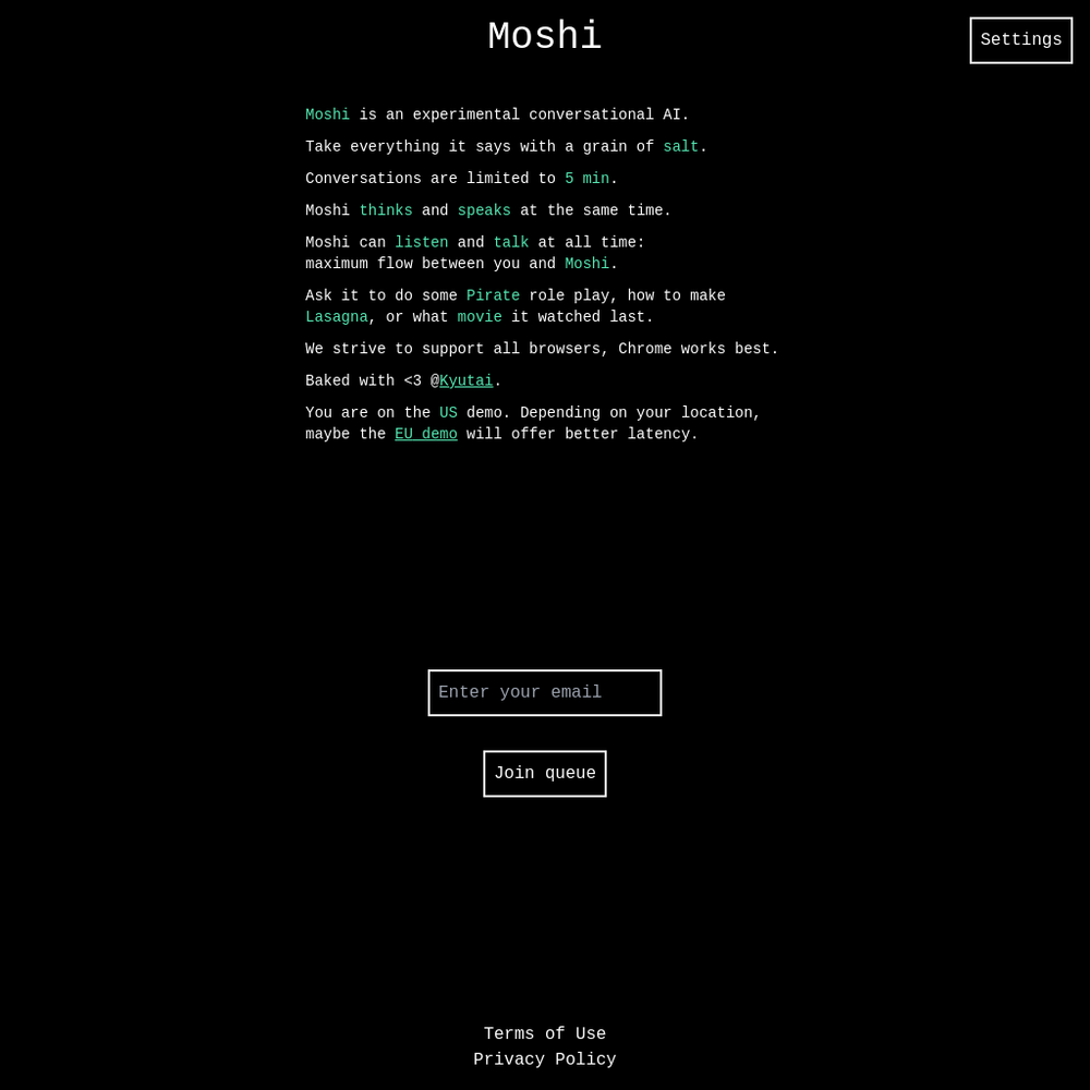 Moshi website screenshot Moshi website screenshot