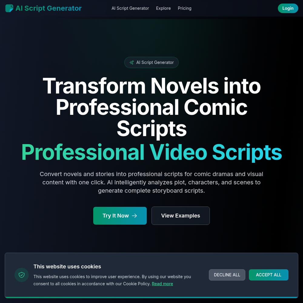 AI Script Generator website screenshot AI Script Generator website screenshot