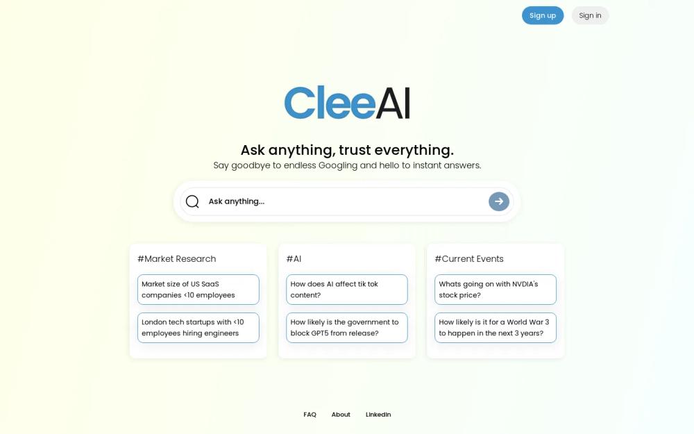CleeAI website screenshot CleeAI website screenshot
