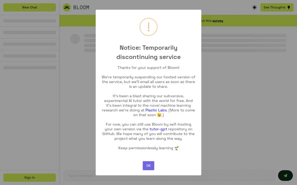 Bloom website screenshot Bloom website screenshot