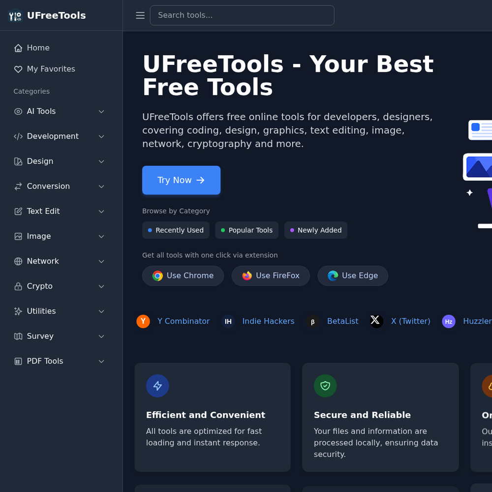 UFreeTools website screenshot UFreeTools website screenshot
