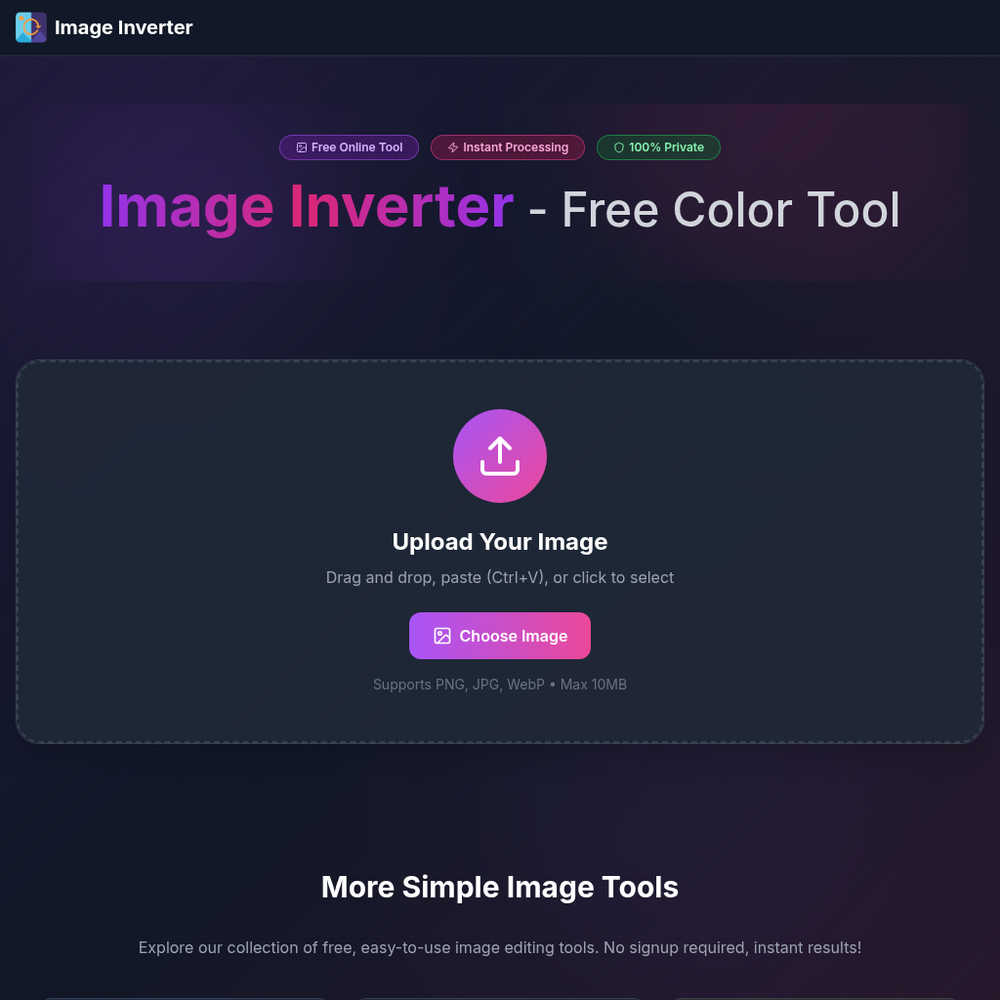 Image Inverter website screenshot Image Inverter website screenshot