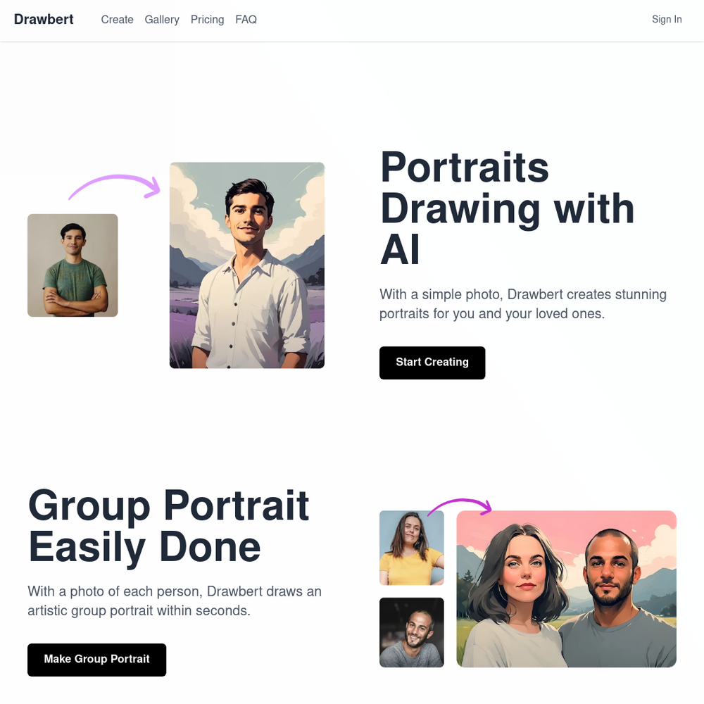 Drawbert website screenshot Drawbert website screenshot