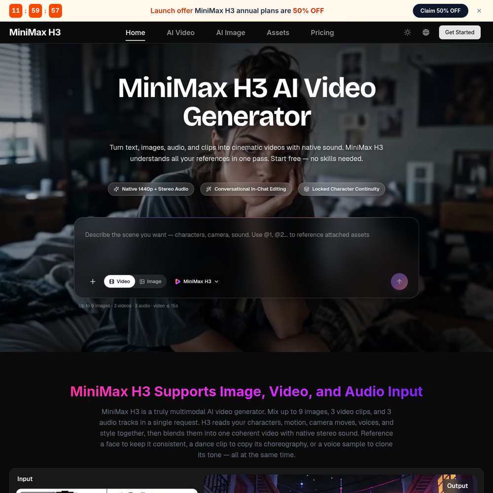 MiniMax H3 AI website screenshot MiniMax H3 AI website screenshot