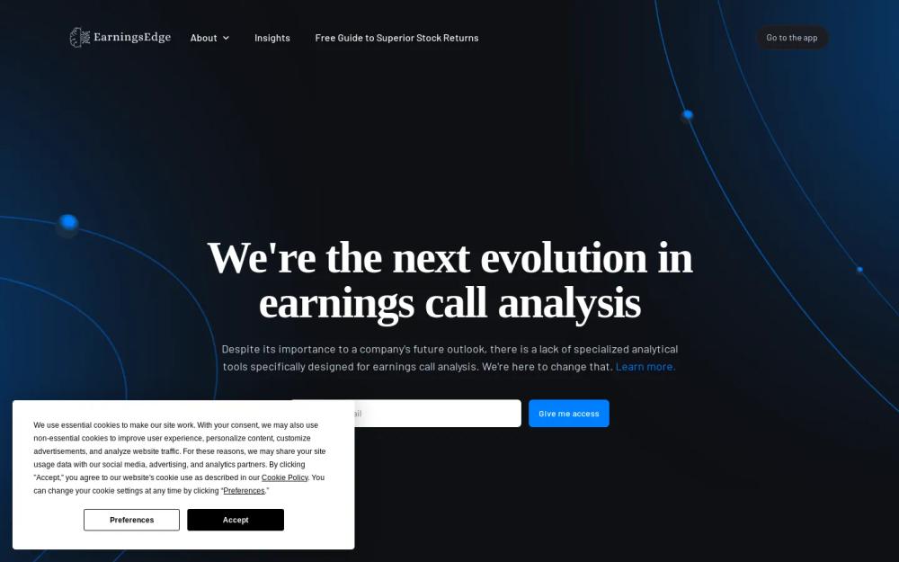 EarningsEdge.ai website screenshot EarningsEdge.ai website screenshot