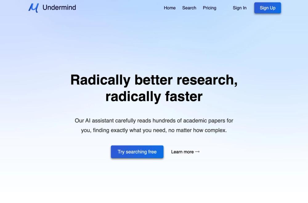 Undermind website screenshot Undermind website screenshot