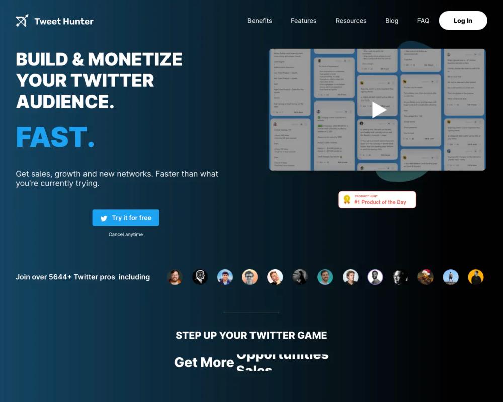 Tweethunter website screenshot Tweethunter website screenshot
