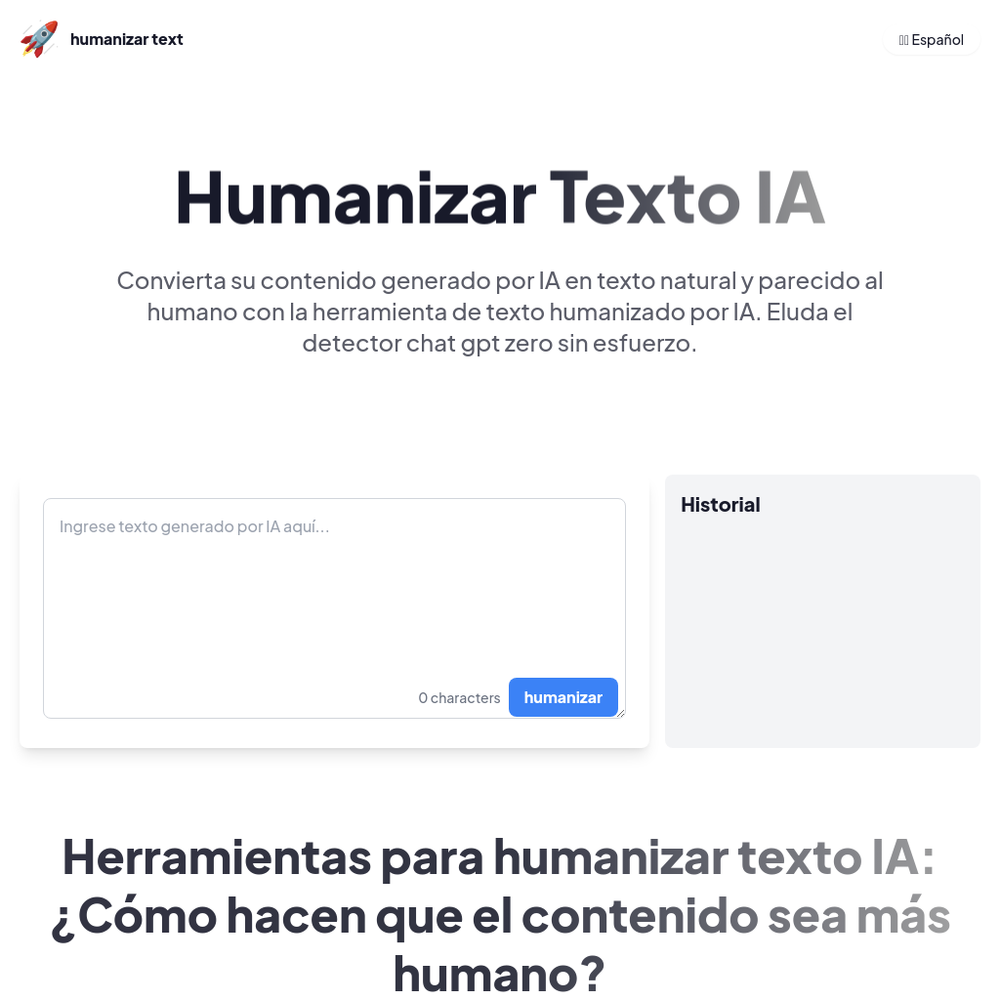 Humanizar Text website screenshot Humanizar Text website screenshot